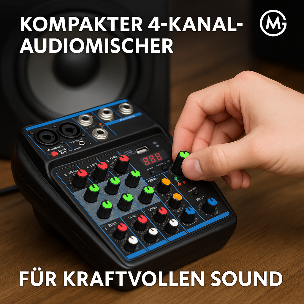 DJ Mixer 4-Kanal Konsole Bluetooth USB 48V Phantom Karaoke System DE.