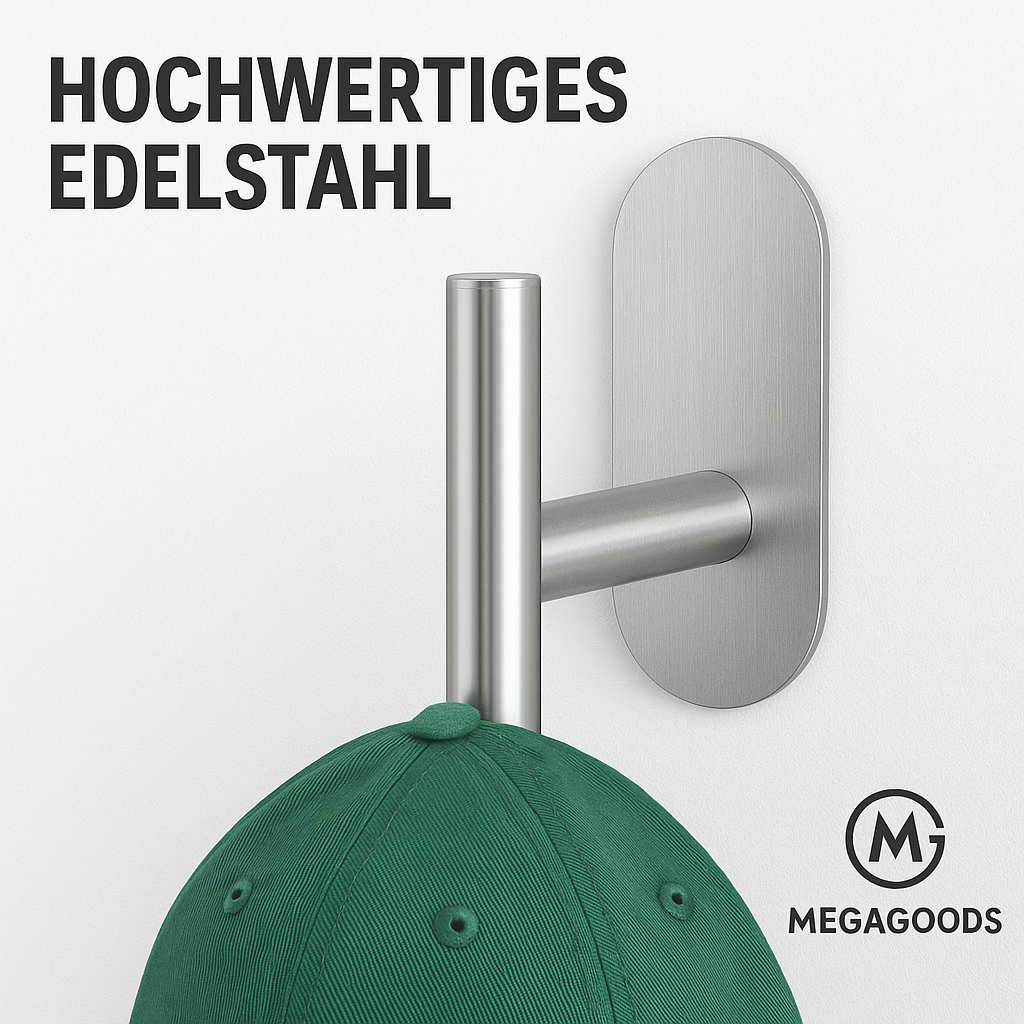 Basecap Halter Edelstahl 2 Stück Wandhalterung ohne Bohren DE.