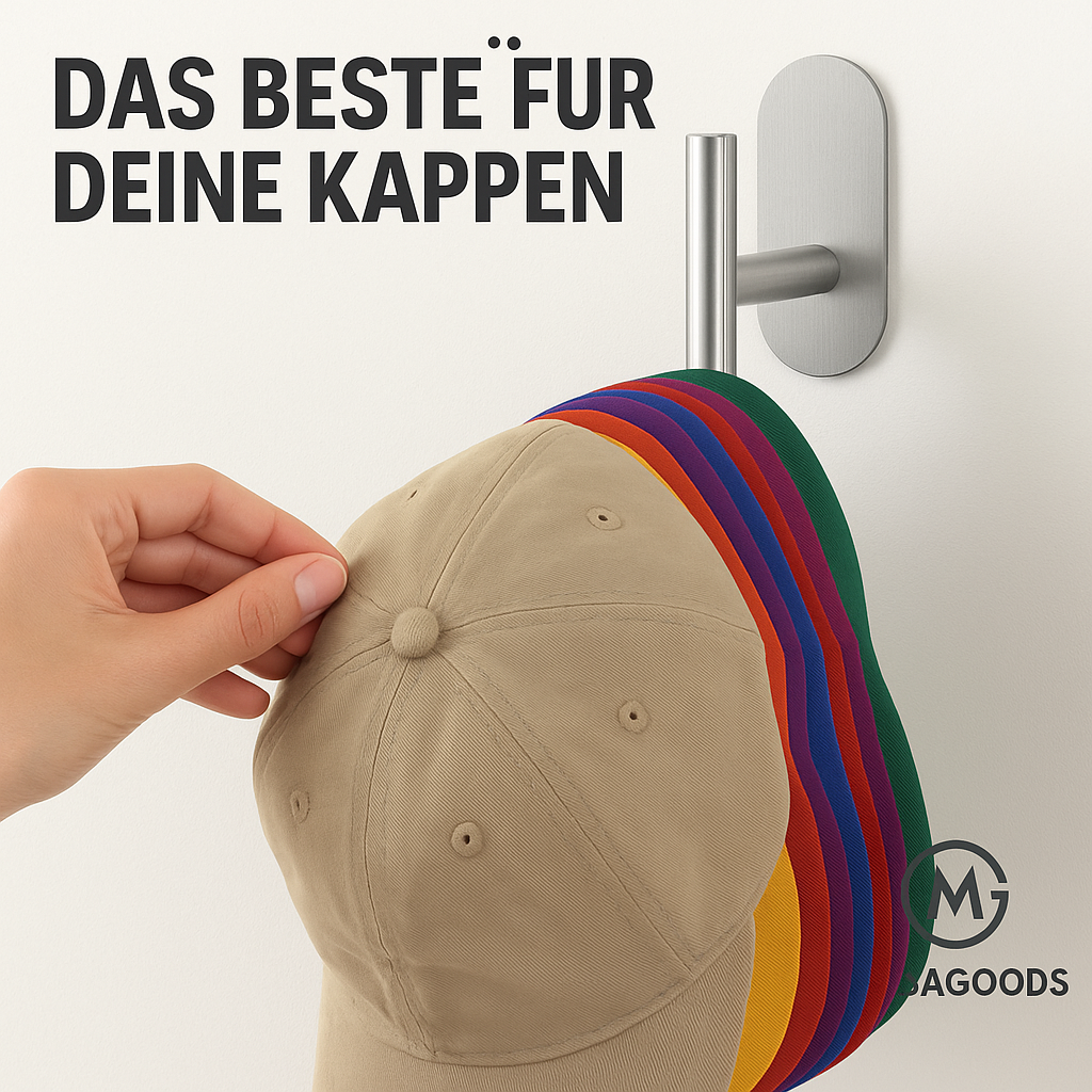 Basecap Halter Edelstahl 2 Stück Wandhalterung ohne Bohren DE.