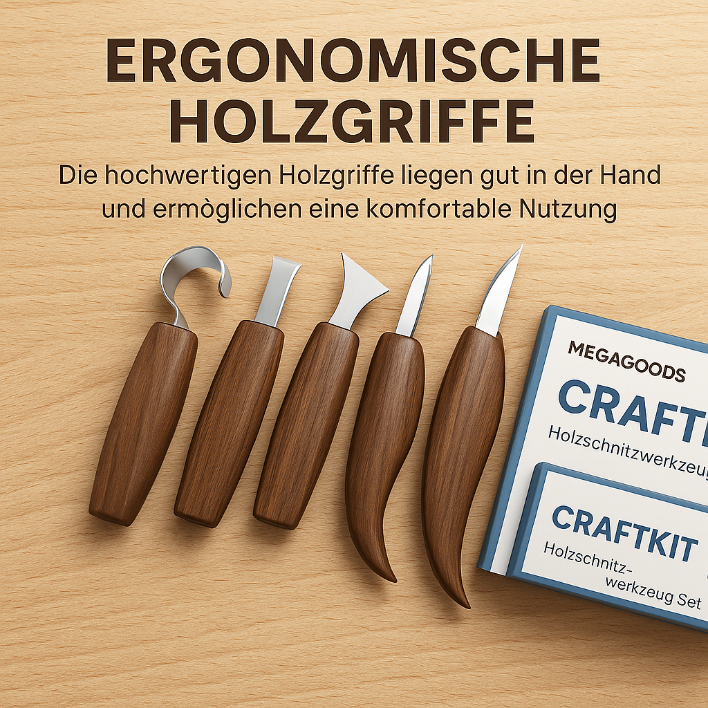 Holzschnitzwerkzeug Set 12-tlg mit Stechbeitel und Schnitzmesser DE.