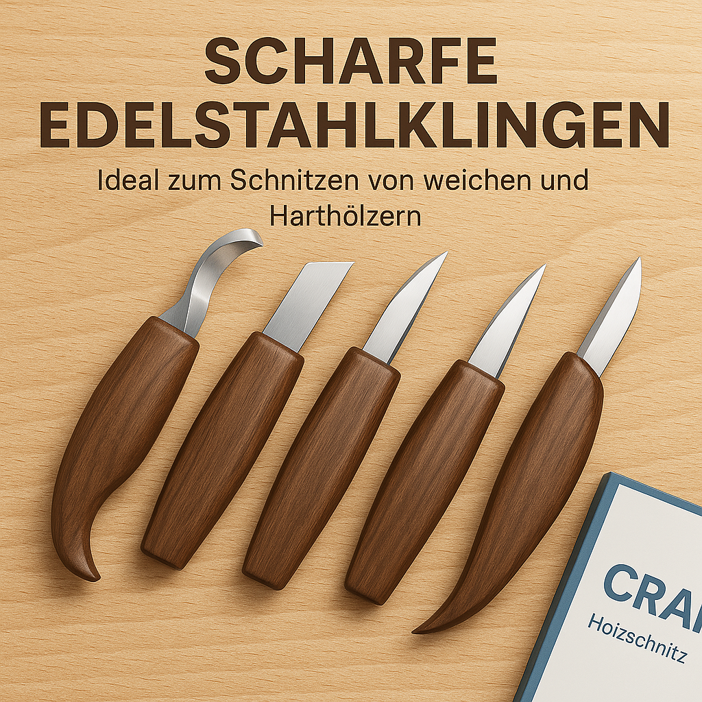 Holzschnitzwerkzeug Set 12-tlg mit Stechbeitel und Schnitzmesser DE.