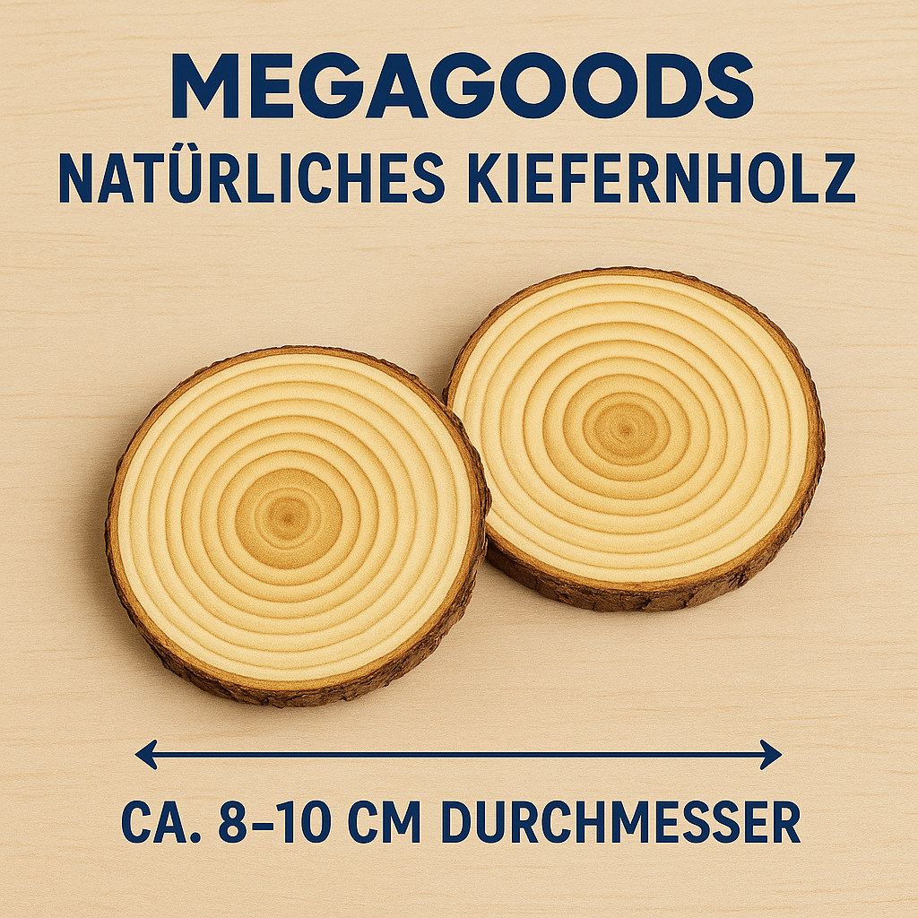 Holzscheiben rund 8–10 cm Ø 1 cm dick mit Rinde 2er-Set Natur DE.