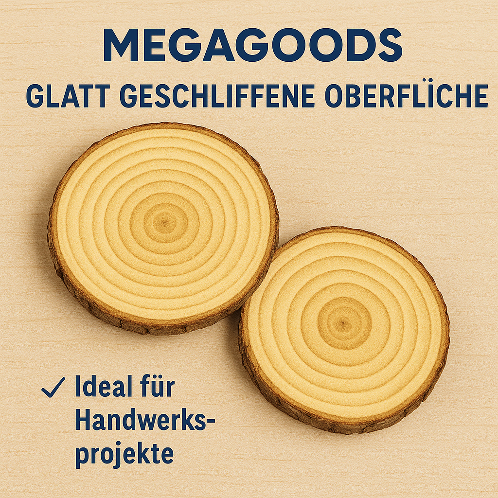 Holzscheiben rund 8–10 cm Ø 1 cm dick mit Rinde 2er-Set Natur DE.