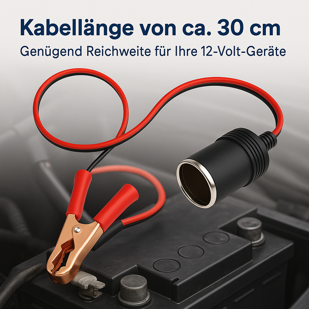 Kfz Batterieclip Adapter 12V Zigarettenanzünder Camping Strom DE.