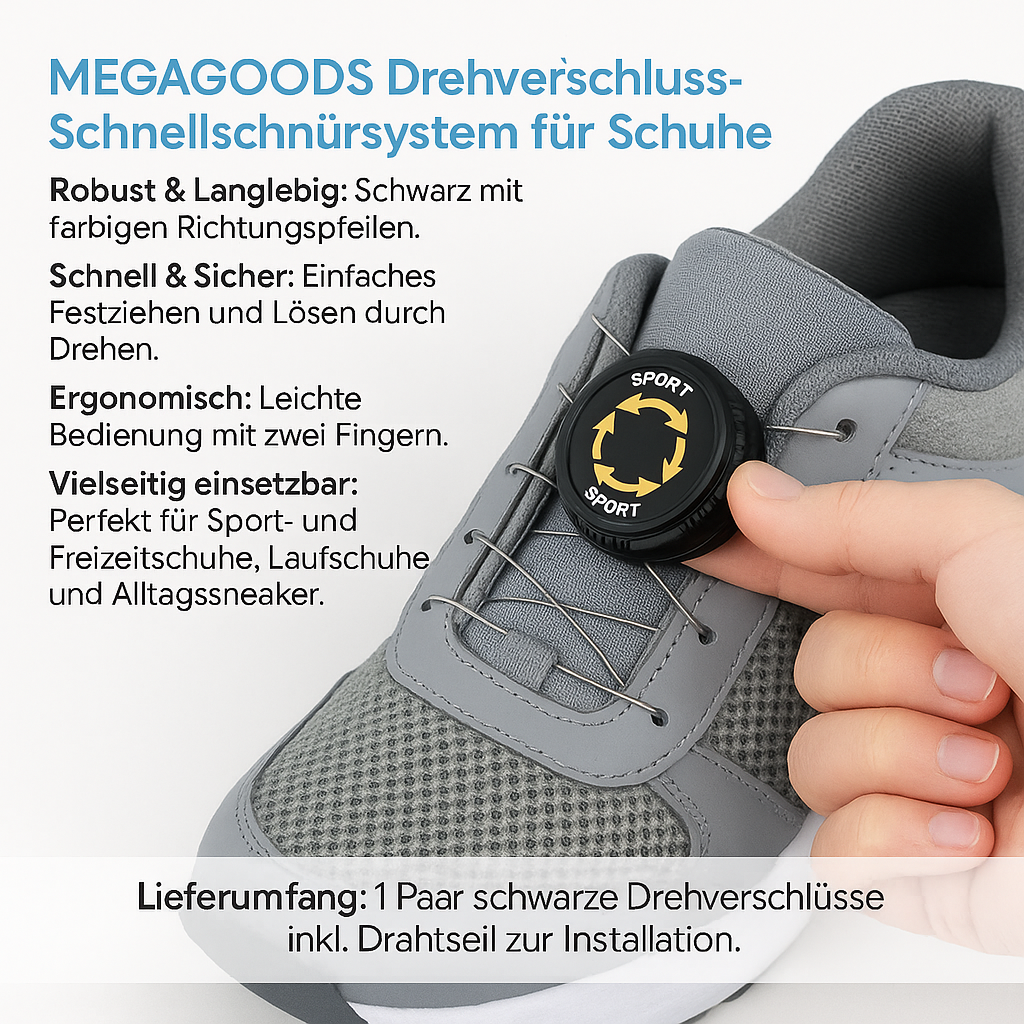 Schnürsenkel ohne Binden 1 Paar mit Schnellverschluss für Sneaker DE.