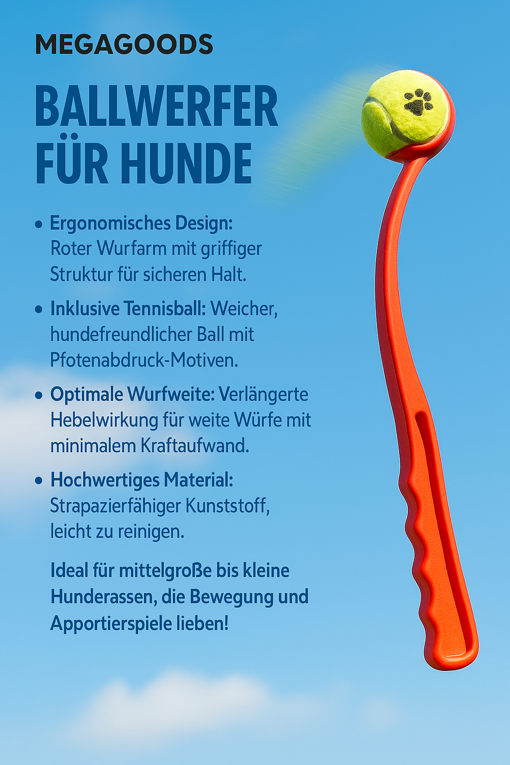 Hunde Ballwerfer Wurfstab mit Tennisball für Training Outdoor DE.