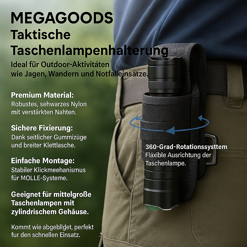 Taschenlampen Holster 360° drehbar Jagd Outdoor Gürtel Tasche DE.