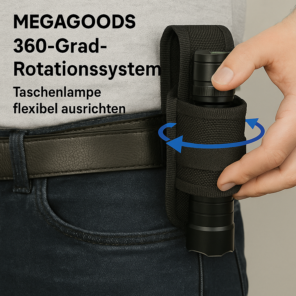 Taschenlampen Holster 360° drehbar Jagd Outdoor Gürtel Tasche DE.