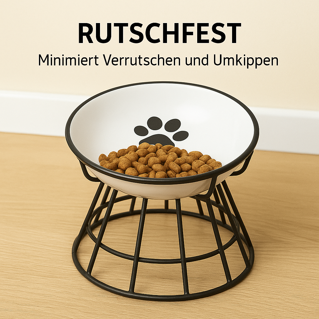 Katzennapf Set Keramik mit Eisenständer auslaufsicher rutschfest DE.