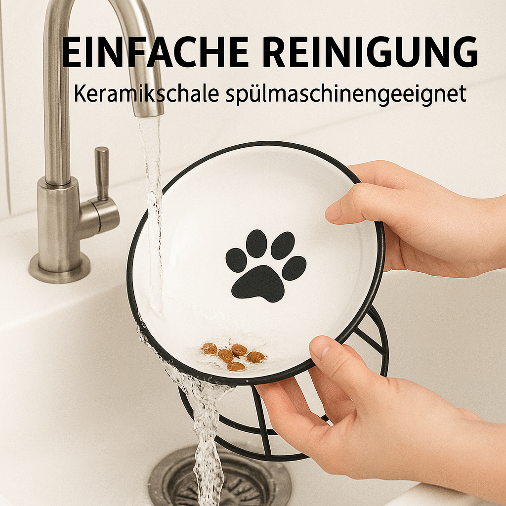 Katzennapf Set Keramik mit Eisenständer auslaufsicher rutschfest DE.