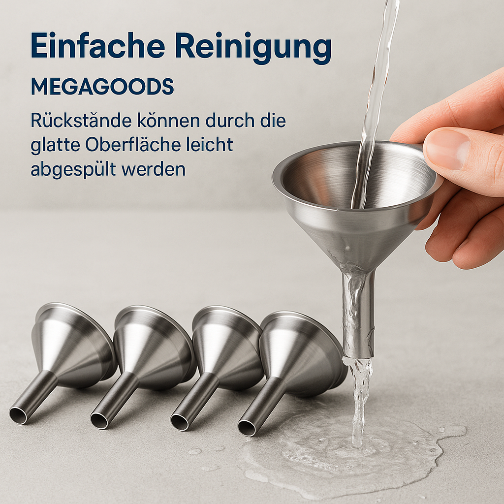 5er Set Edelstahl Trichter mit Sieb Weithals für Öl und Einmachen DE.