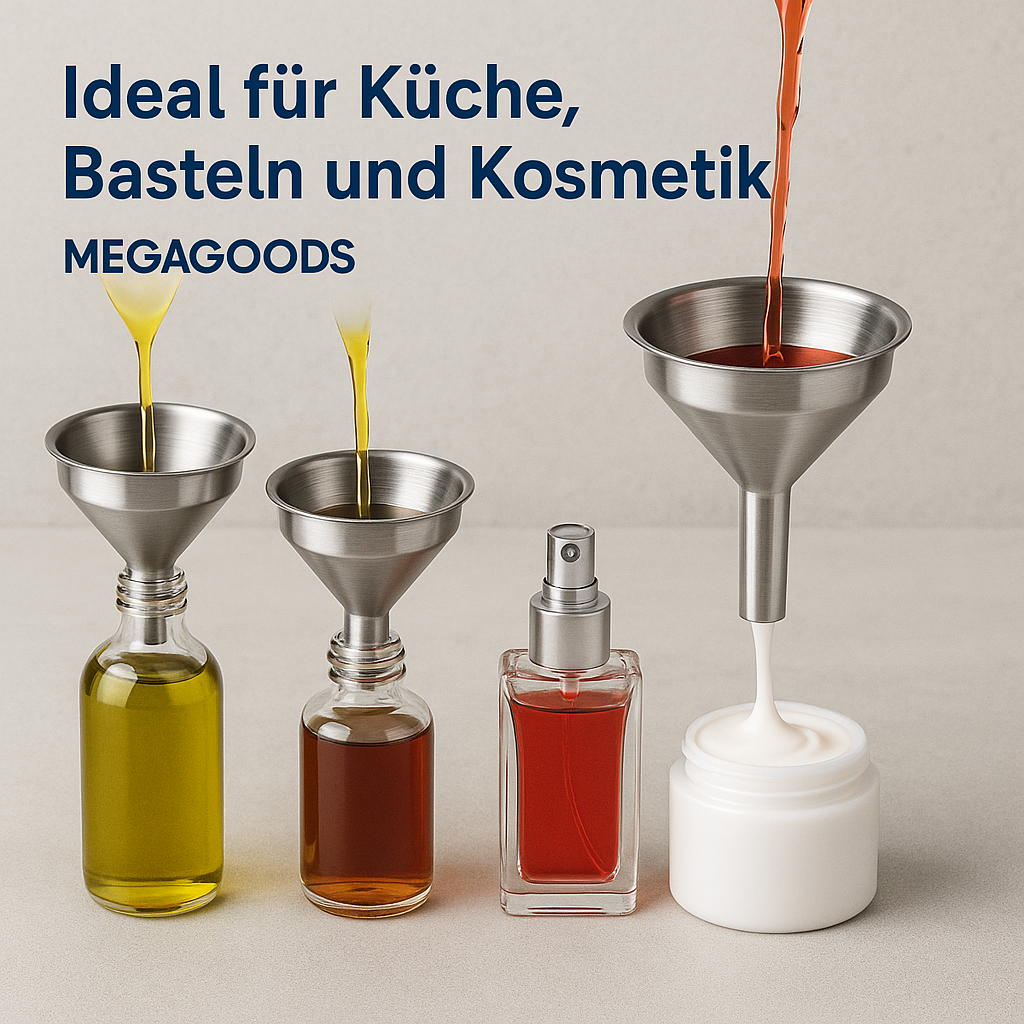 5er Set Edelstahl Trichter mit Sieb Weithals für Öl und Einmachen DE.