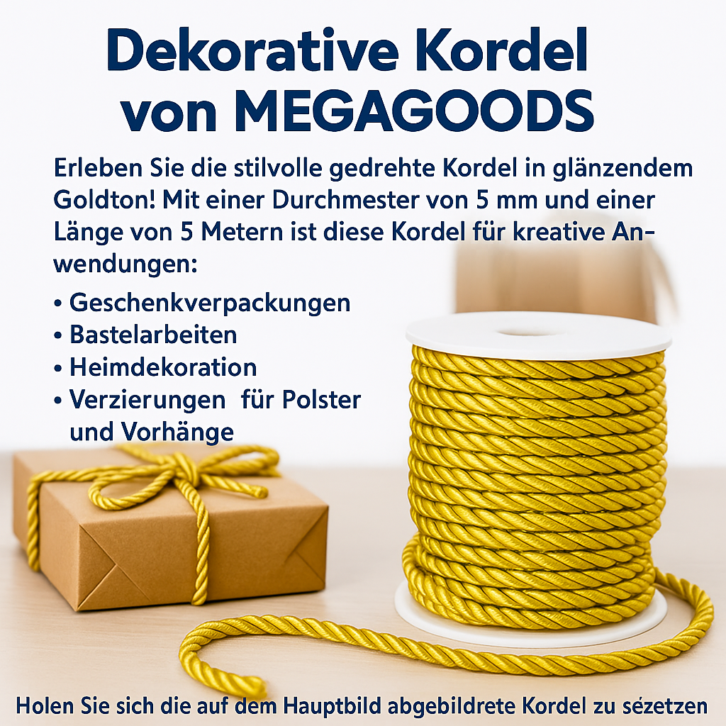 Kordel 5 mm 5 m Dekoband gedreht Polyester für Nähen und Deko DE.