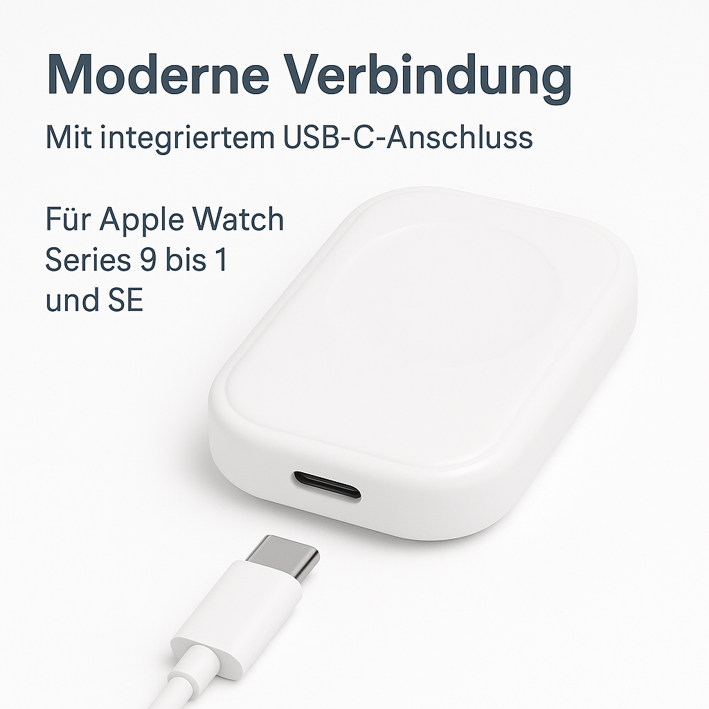 Mini Magnet Ladegerät USB-C für Apple Watch Series 9 bis 1 DE.