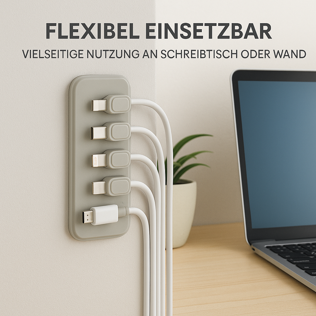 Magnetischer Kabelhalter 5-fach Wandhalterung Schreibtisch Organizer DE.