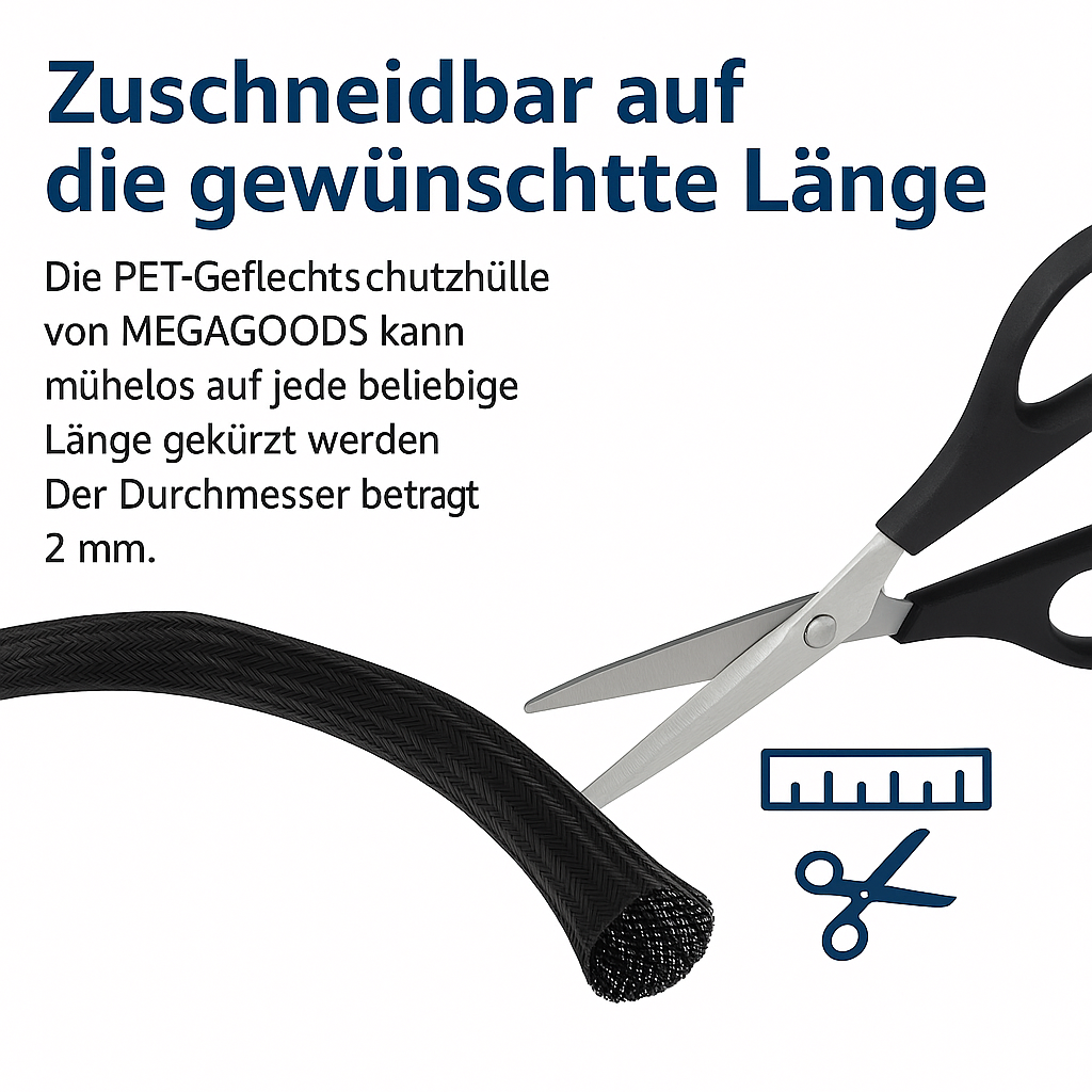 Kabelschlauch Organizer schwarz 3m PET Geflecht 2mm für TV PC etc. DE.