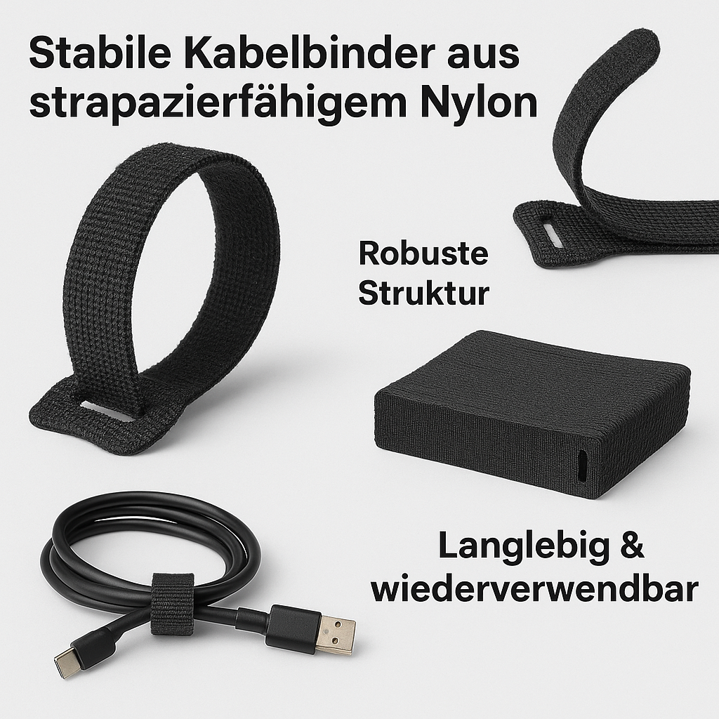 100er Set Klett Kabelbinder wiederverwendbar Kabel Maus Kopfhörer DE.