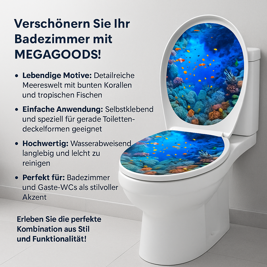 Toilettenaufkleber Meereswelt selbstklebend Deko für WC Deckel DE.