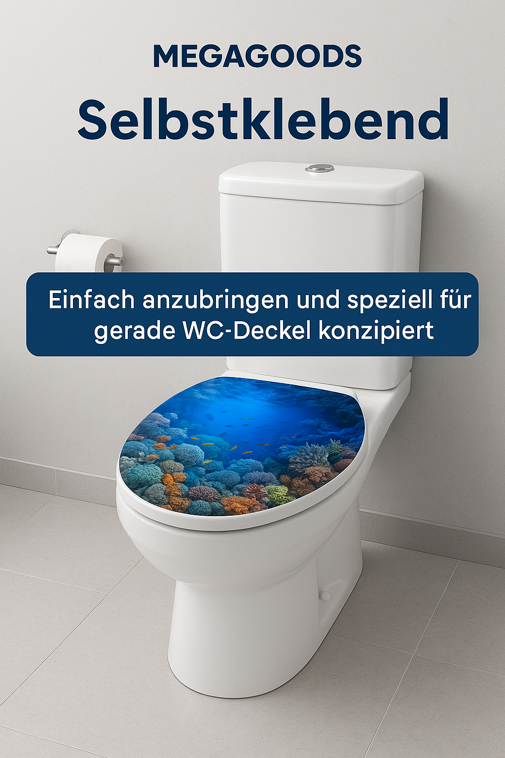 Toilettenaufkleber Meereswelt selbstklebend Deko für WC Deckel DE.