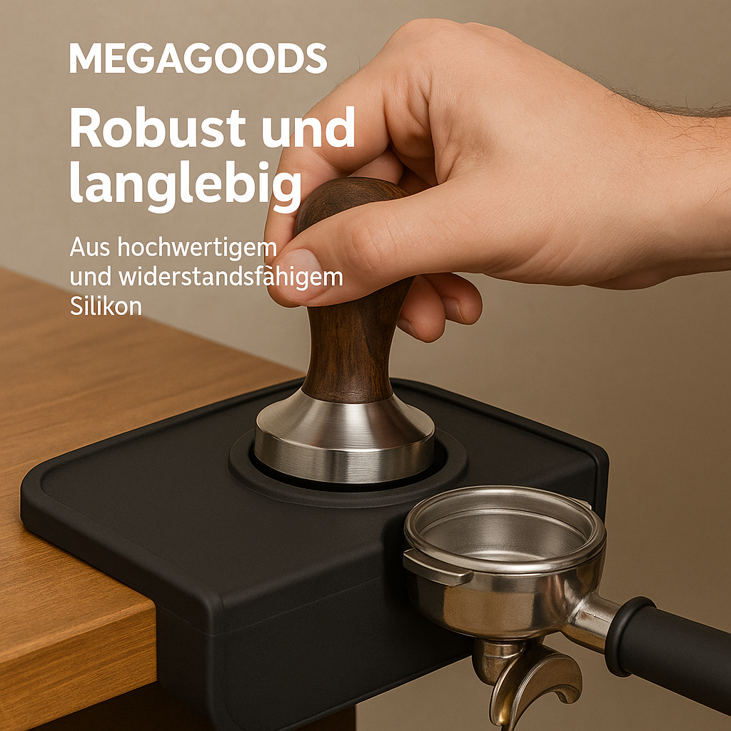 Tampermatte Espresso Silikon rutschfest für 51–58 mm Siebträger DE.