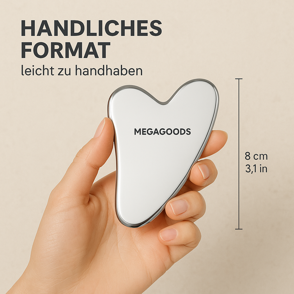 Gua Sha Edelstahlschaber Herzform für Gesichtsmassage & Hautpflege DE.