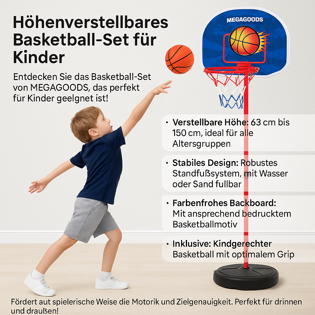 Basketballkorb höhenverstellbar 63–150cm für Kinder Indoor Outdoor DE.