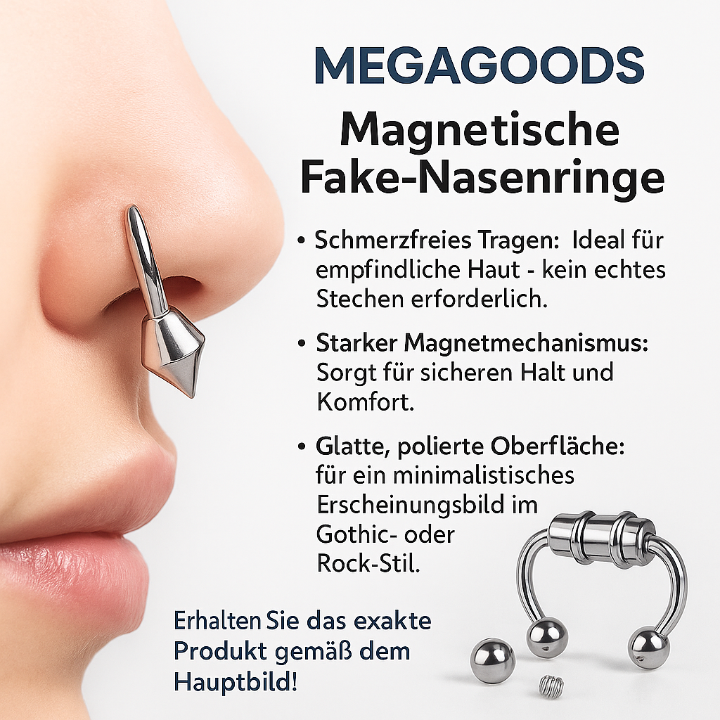 5er Set Fake Nasenringe Edelstahl Gothic Rock Piercing Schmuck DE.