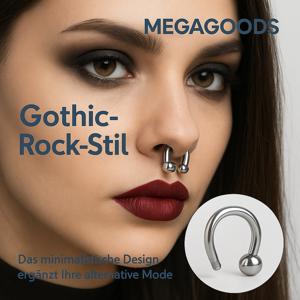 5er Set Fake Nasenringe Edelstahl Gothic Rock Piercing Schmuck DE.