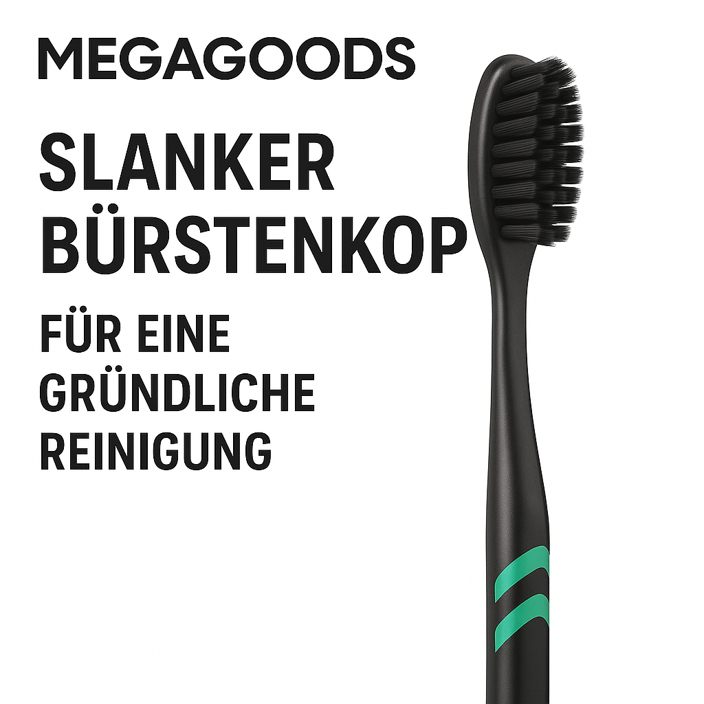 10er Zahnbürsten Set Bambus Aktivkohle weich farbig sortiert DE.