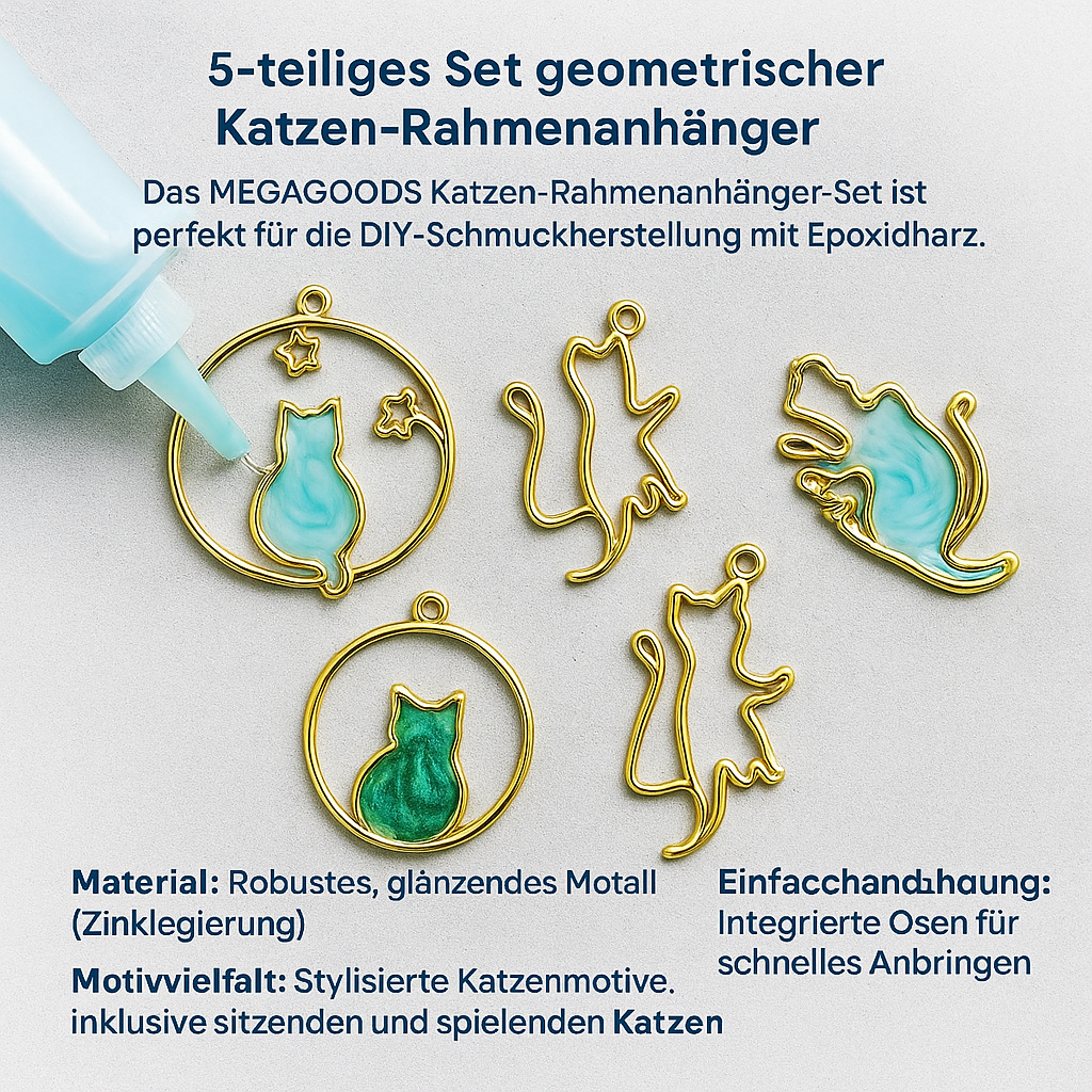 5er Katzenrahmen Silikonform Anhänger für Epoxidharz DIY Schmuck DE.