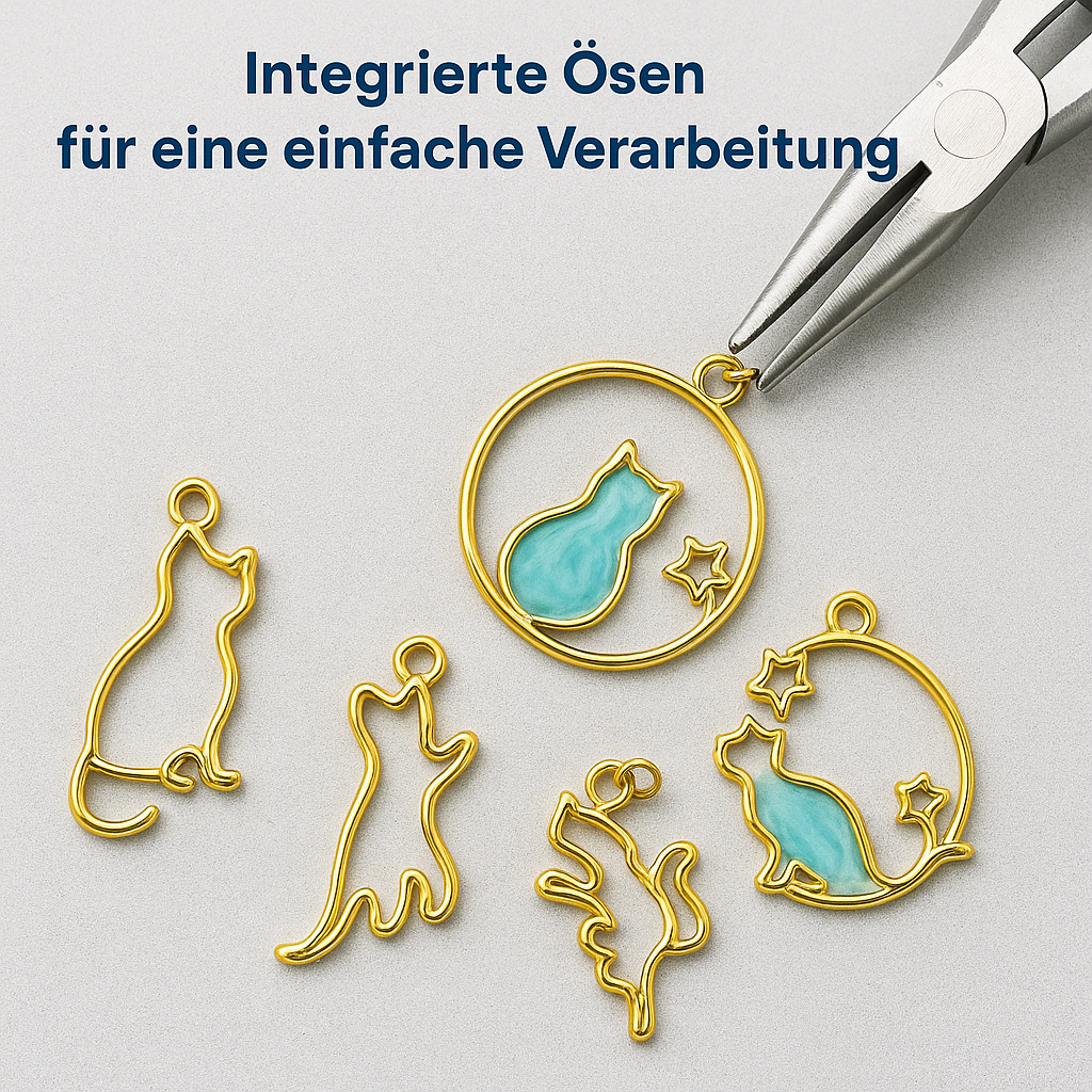 5er Katzenrahmen Silikonform Anhänger für Epoxidharz DIY Schmuck DE.