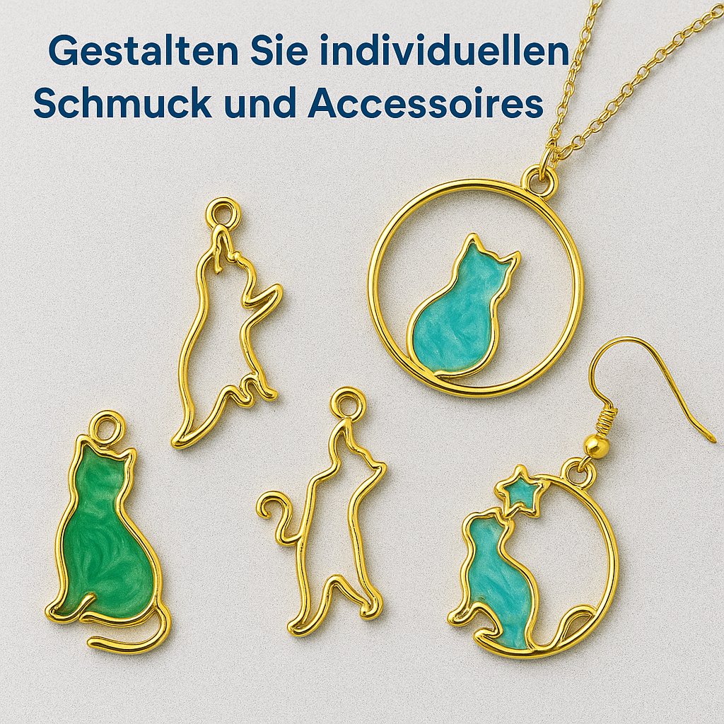 5er Katzenrahmen Silikonform Anhänger für Epoxidharz DIY Schmuck DE.