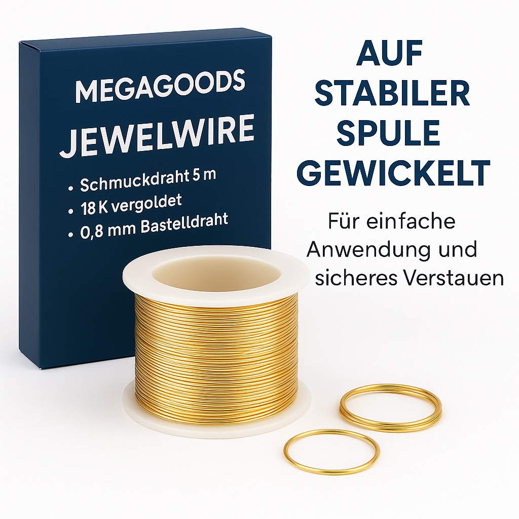 Schmuckdraht 5 m 18K vergoldet 0,8 mm Basteldraht Kupfer DE.