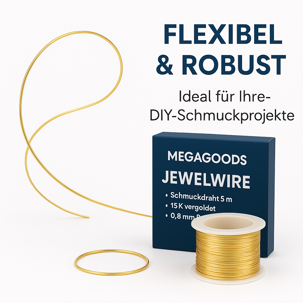 Schmuckdraht 5 m 18K vergoldet 0,8 mm Basteldraht Kupfer DE.