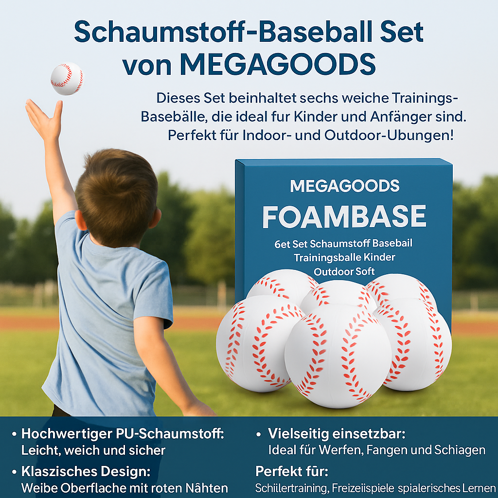6er Set Schaumstoff Baseball Trainingsbälle Kinder Outdoor Soft DE.