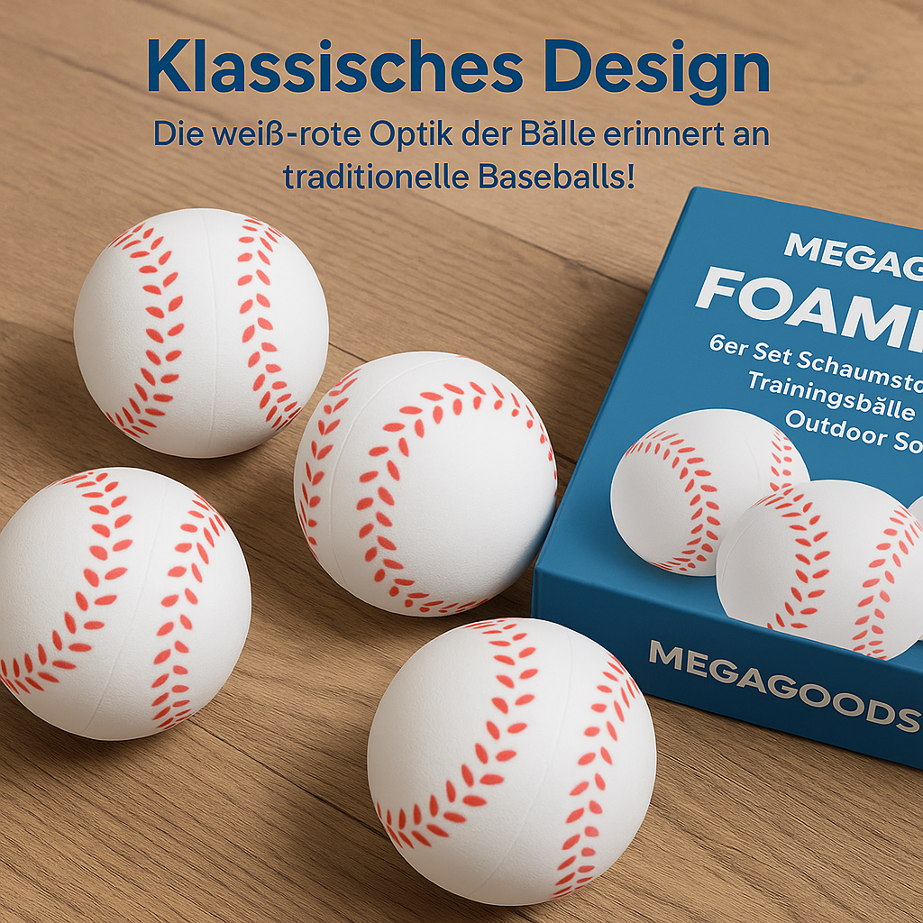 6er Set Schaumstoff Baseball Trainingsbälle Kinder Outdoor Soft DE.
