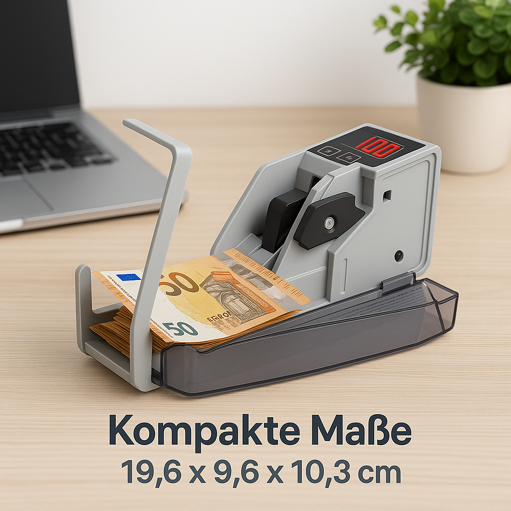 Mini Geldzählmaschine tragbar mit LED Display für alle Währungen DE.