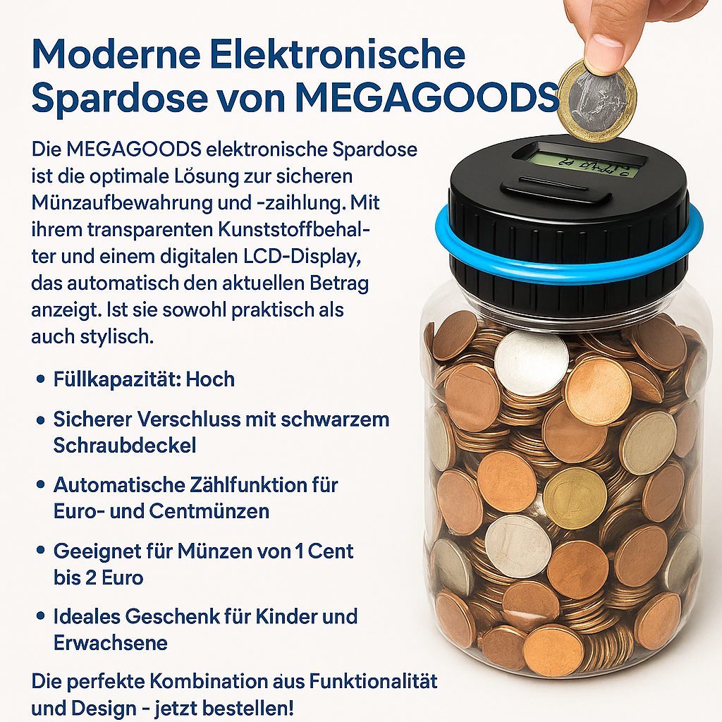 Elektronisches Sparschwein mit Zähler LCD Münzbox für USD & Euro DE.