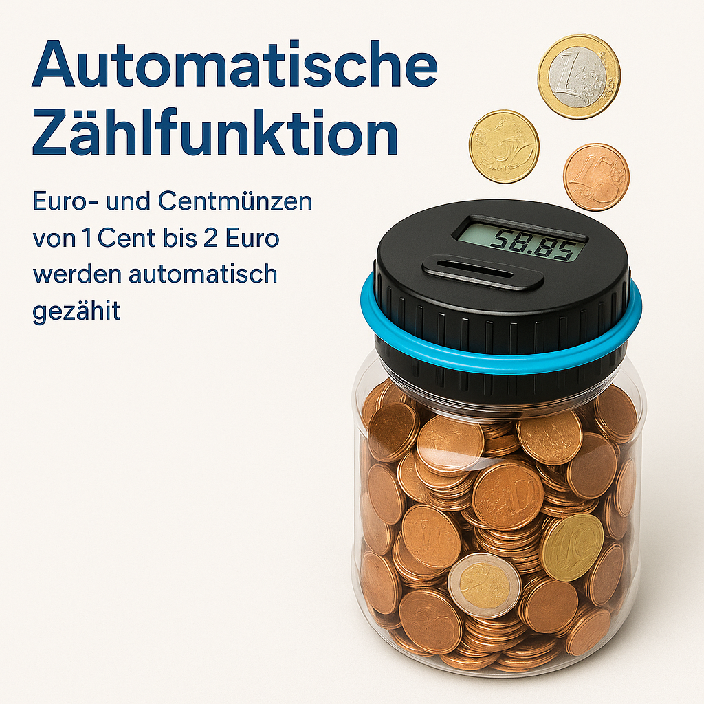 Elektronisches Sparschwein mit Zähler LCD Münzbox für USD & Euro DE.
