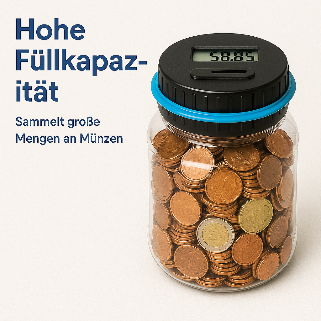 Elektronisches Sparschwein mit Zähler LCD Münzbox für USD & Euro DE.