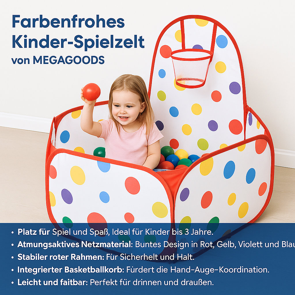 Kinder Bällebad mit Basketballkorb 90cm Indoor Ballpool ohne Bälle DE.