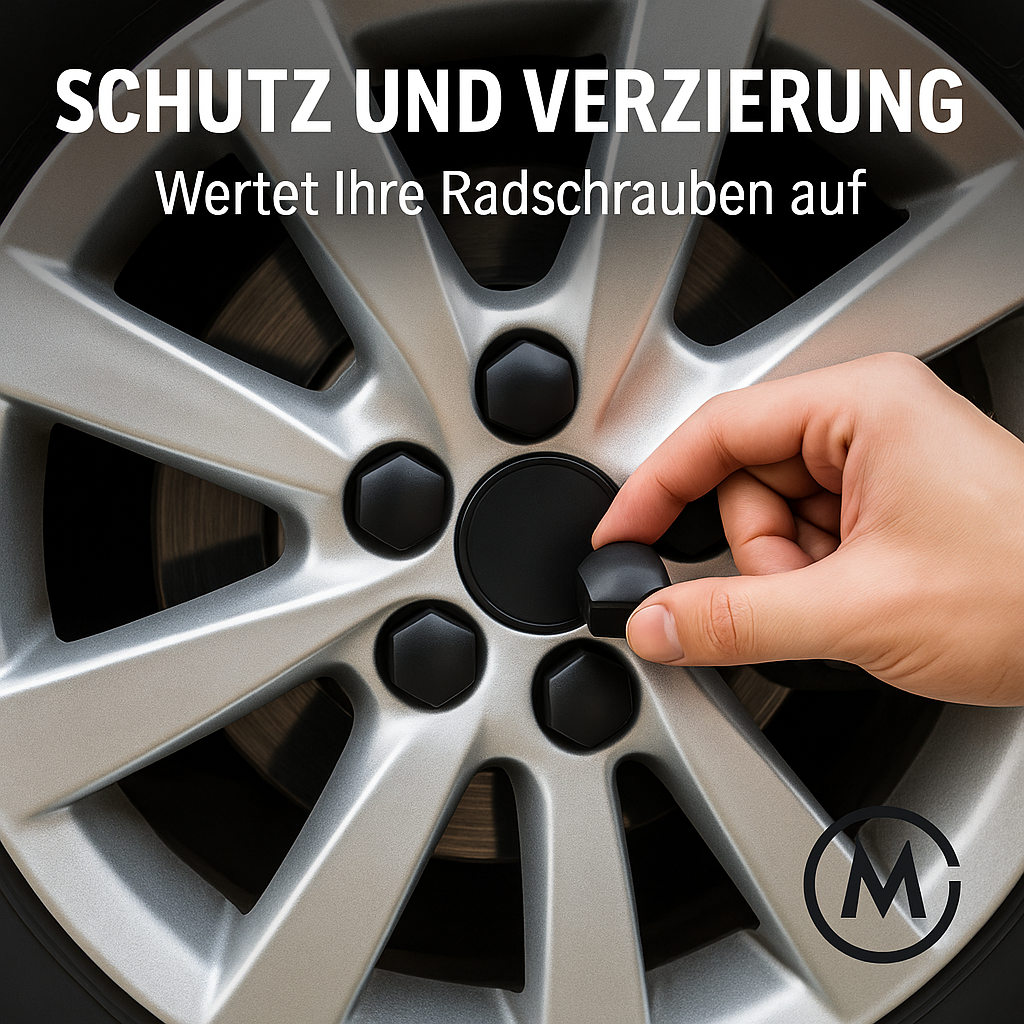 20er Set Radmutterkappen 17 19 21 mm Schwarz Kunststoff DE.