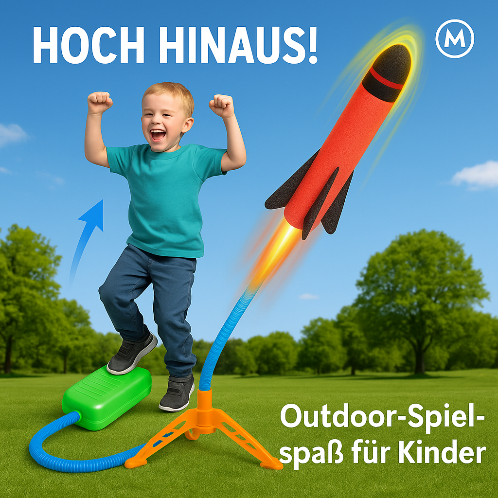 Raketenwerfer für Kinder mit Sprungpolster Outdoor Spielspaß DE.