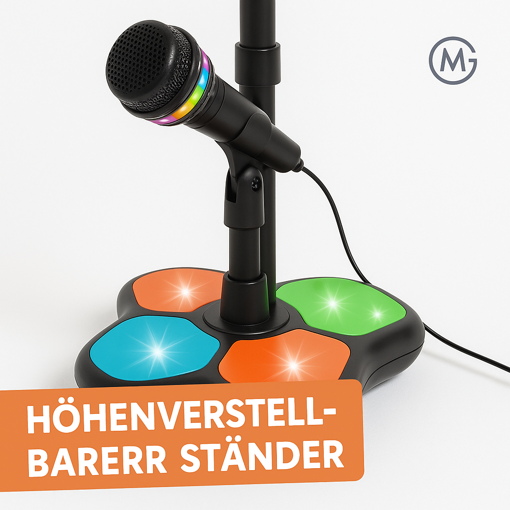 Kinder Karaoke Mikrofon mit Ständer LED Musikspielzeug Geschenk DE.