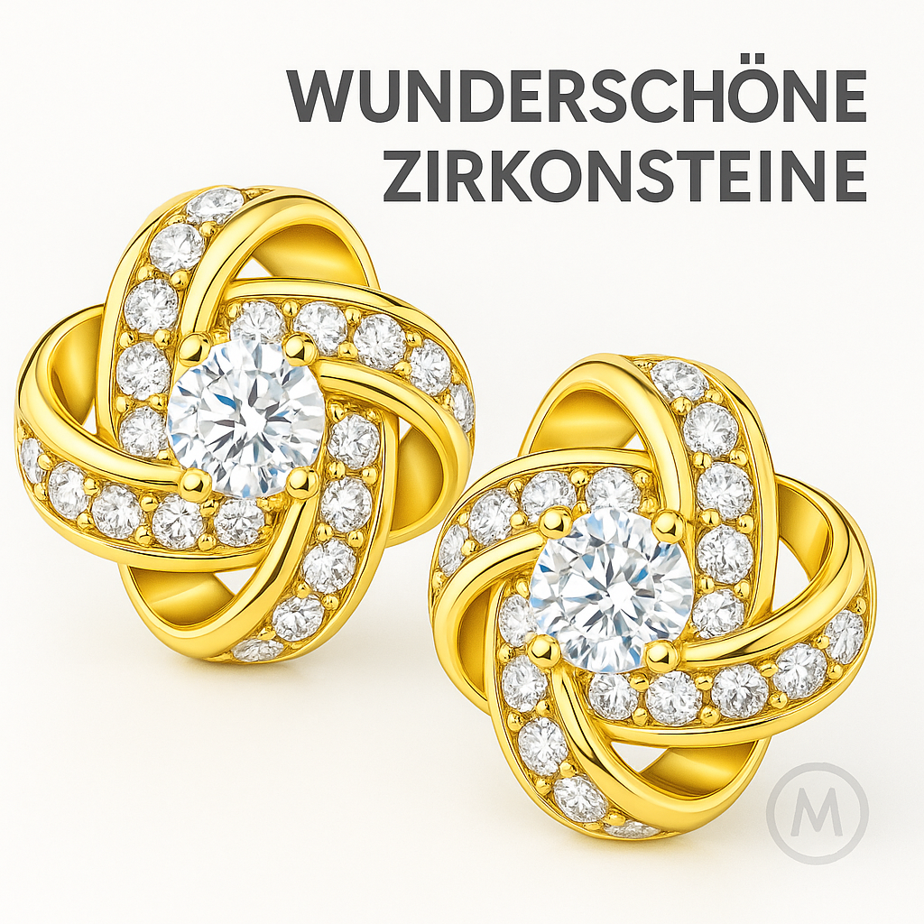 Luxus Ohrstecker Zirkonia Kreuz Design geometrisch elegant DE.