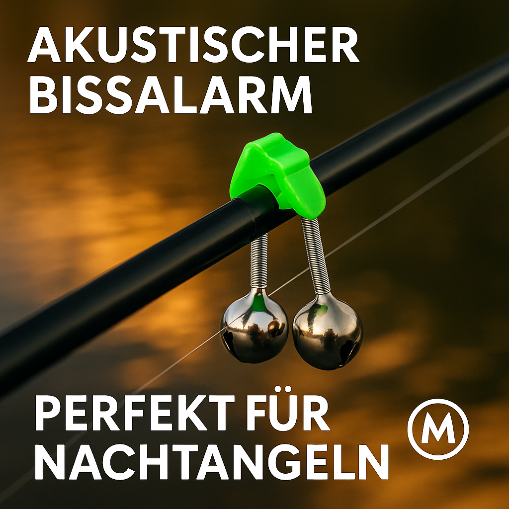 5er-Set Bissanzeiger Angelrute Glockenclip Grün Metall DE.