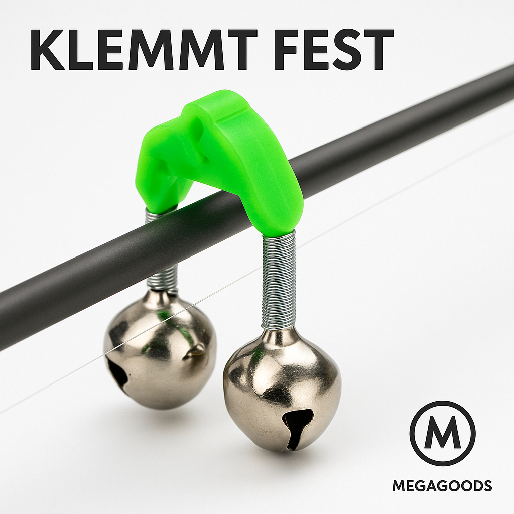 5er-Set Bissanzeiger Angelrute Glockenclip Grün Metall DE.