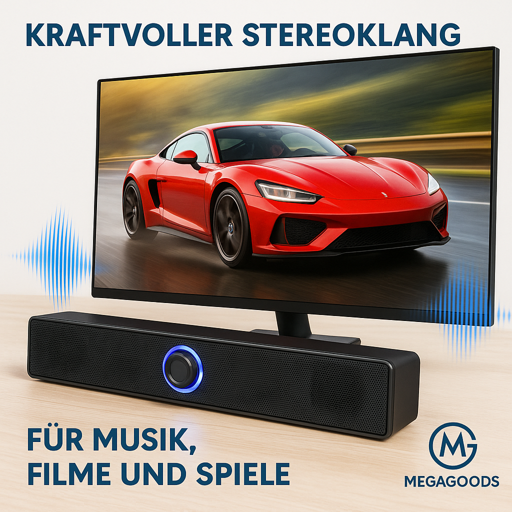 PC Soundbar Bluetooth Lautsprecher USB TV Gaming Stereo DE.