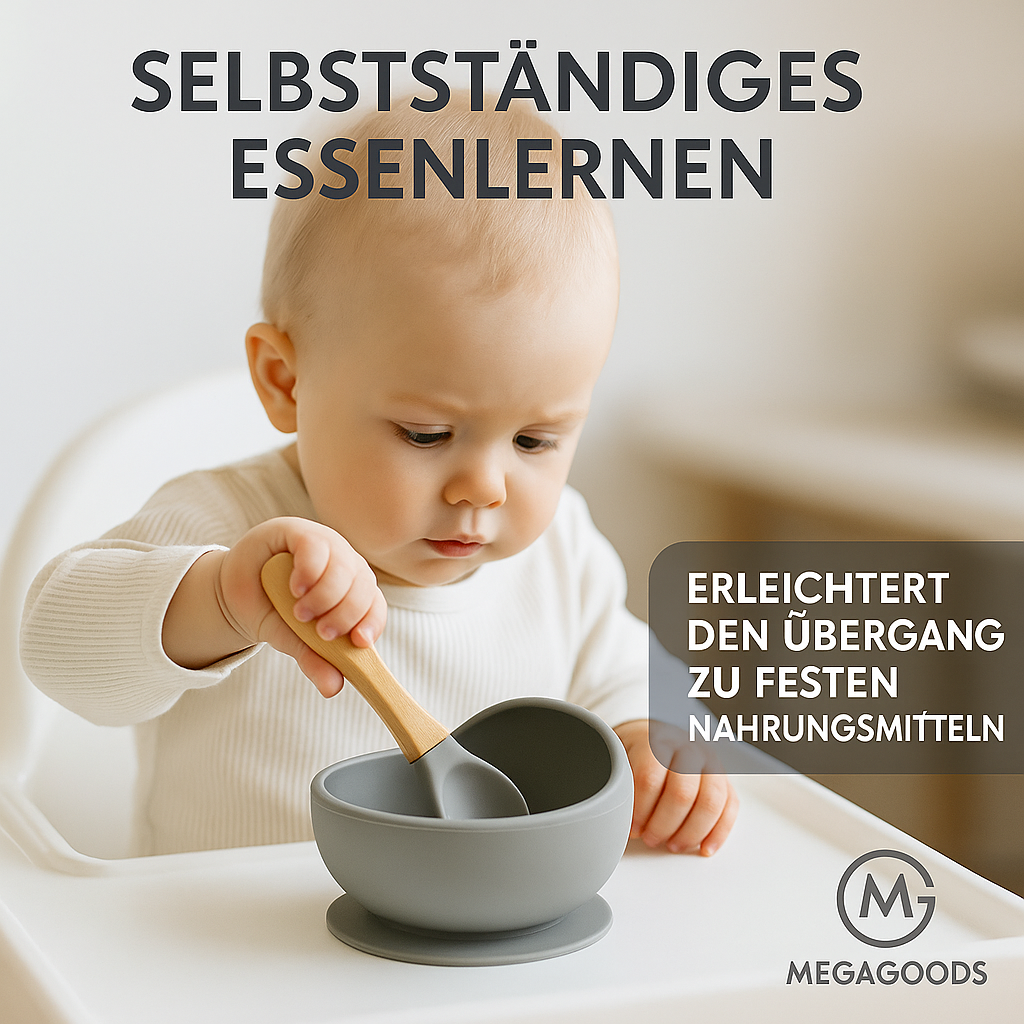 2er-Set Silikon Baby Esslernschale mit Löffel rutschfest BPA-frei DE.
