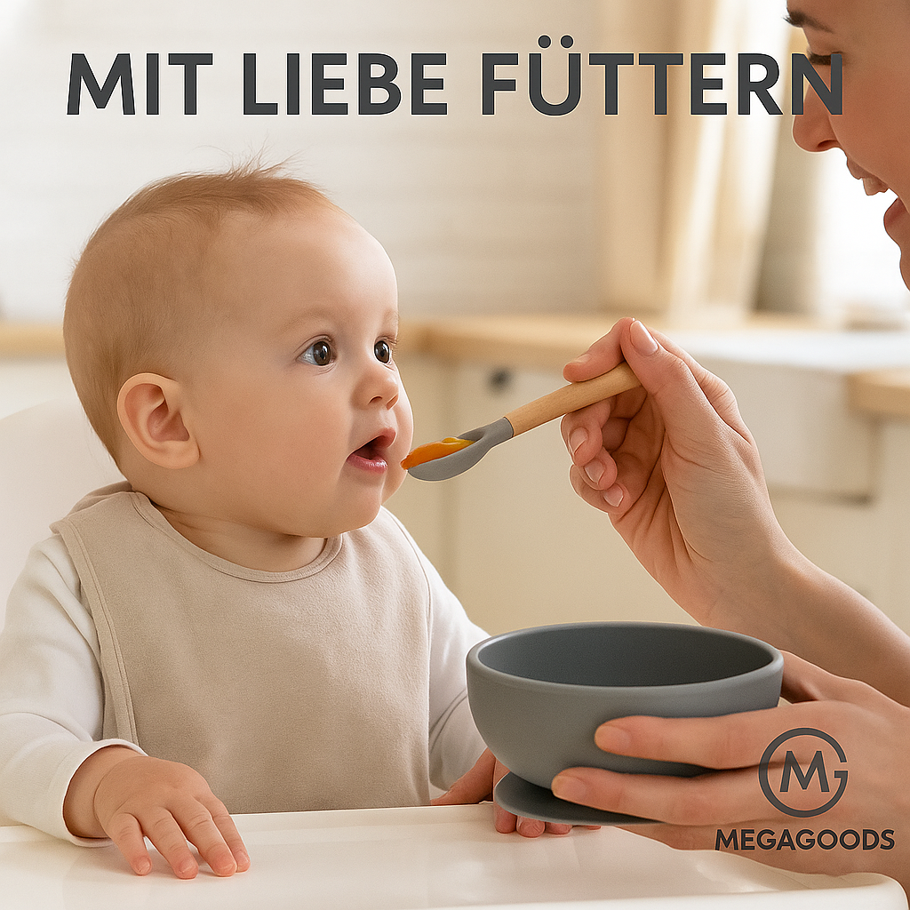2er-Set Silikon Baby Esslernschale mit Löffel rutschfest BPA-frei DE.
